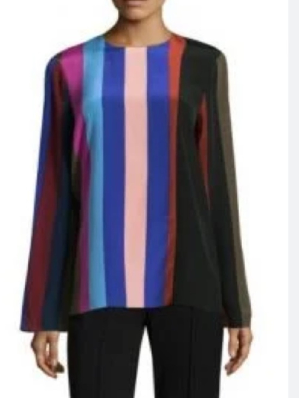Diane Von Furstenberg Multicolor Vertical Stripe Blouse